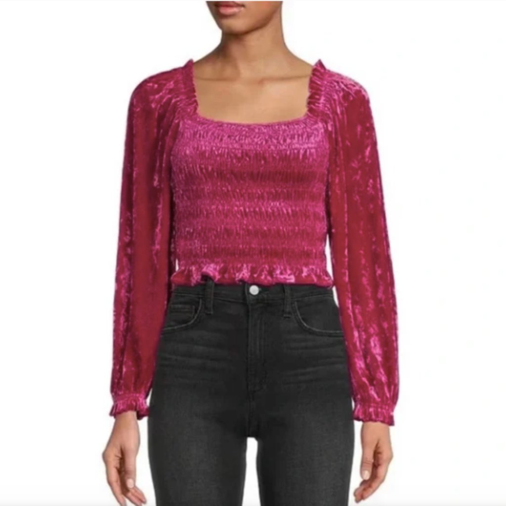 Nwt En Saison Danbury Crushed Velvet Smocked Top Size 2xl